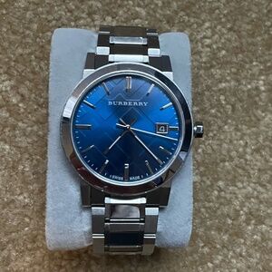 Burberry Silver and Blue Watch